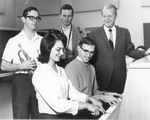 Arlington State College (A. S. C.) music students with Rush Robinson at piano