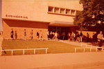 Students walking in front of Engineering building at University of Texas at Arlington (U. T. A.)