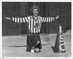 Sharon Terrill of Arlington, Texas, cheerleader at Arlington State College (A. S. C.