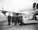 American Airlines plane and crew at Amon Carter International Airport