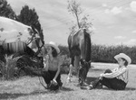 Mrs. Lucas and Mitzi Lucas with two horses by W. D. Smith