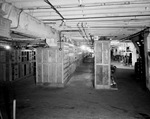 Interior of warehouse with aisles of stock by W. D. Smith