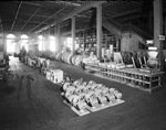 Interior of warehouse with aisles of stock by W. D. Smith