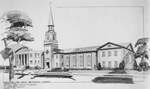 Drawing of Sanctuary of First Methodist Church, Henderson, Texas by W. D. Smith and Preston M. Geren