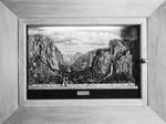 Shadow Box at Santa Fe Ticket Office. Artwork in shadowbox: "Yosemite National Park California," by Lloyd Giebner by W. D. Smith