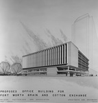 Drawing of proposed office building for Fort Worth Grain and Cotton Exchange by W. D. Smith and Wilson & Patterson (Architects)