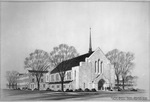 Drawing of Central Baptist Church, Marshall, Texas by W. D. Smith and Preston M. Geren