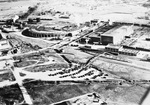 A roundhouse, possibly the Texas & Pacific Roundhouse in Fort Worth, Texas