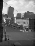 View looking down on Hotel Antler, Gerinbacher Cafe Supply buildings by W. D. Smith