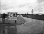 Fort Worth city limit sign and brick road by W. D. Smith