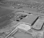 Aerial view of construction of the Carling Brewery