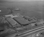 Aerial view of construction of the Carling Brewery