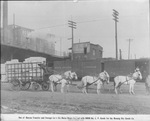 A truck and horse dray with 6 horses for Binyon Transfer & Storage Company