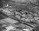 An aerial of Armour & Company and stockyards