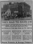 Binyon Transfer & Storage Company advertisement