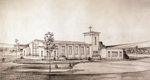 Architectural drawing of the Colcord Avenue Methodist Church in Waco, Texas by Easterwood & Easterwood Architects