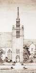 Architectural drawing of Arlington Heights Methodist Church by Easterwood & Easterwood Architects