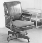 Office desk chair made of wood, leather and cloth by W. D. Smith