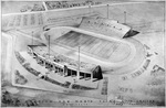 Architectural drawing of a new stadium for North Texas State College by W. D. Smith and Wilson & Patterson (Architects)