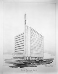 Photograph of a drawing of First National Bank of Temple by Wyatt C. Hedrick by W. D. Smith and Wyatt C. Hedrick