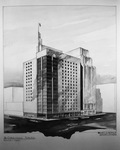 Photograph of a drawing of Corrigan Tower, Dallas, Texas, by Wyatt C. Hedrick by W. D. Smith and Wyatt C. Hedrick