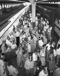 All State Shrine Association Group at train station platform by W. D. Smith