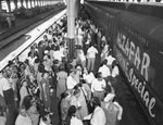 All State Shrine Association group at a train station platform by W. D. Smith