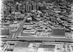 Aerial of Fort Worth, downtown looking north, Texas & Pacific station in foreground by W. D. Smith