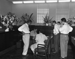 Bank lobby, possibly of the West Side State Bank by W. D. Smith