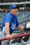 Baseball player looking into crowd by University Photographer