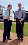 Mayor Cluck and President Spaniolo by University Photographer