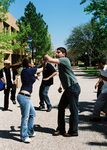 Students Greet Each Other by University Photographer