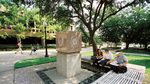 Students studying outside University Center by University Photographer